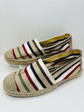 Womens Espadrilles Flats Canvas Striped Slip On Shoes Made In Spain Size 40 US 9